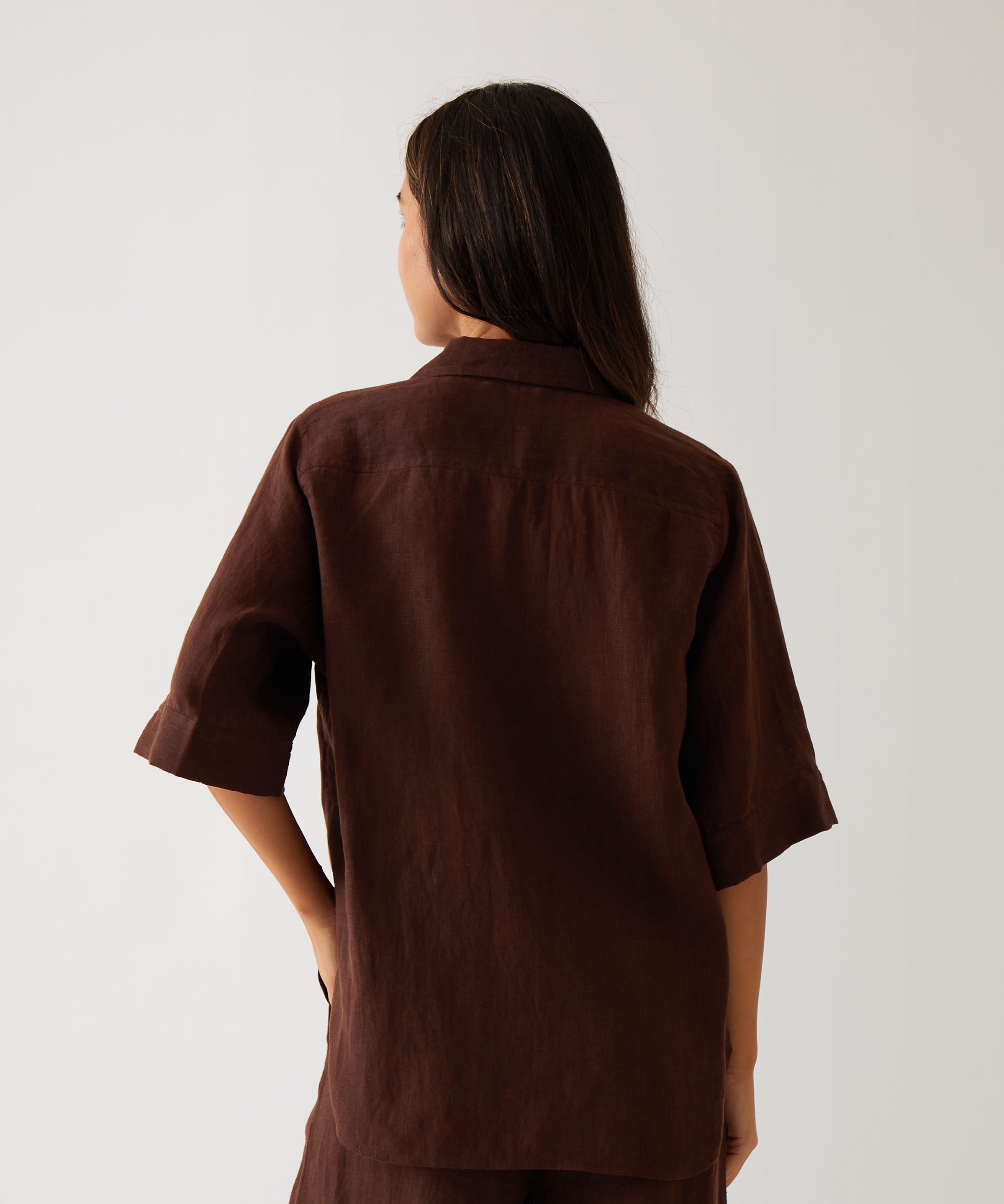 Monaco Linen Shirt | Chocolate-4