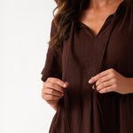 Monaco Linen Tier Dress | Chocolate-2
