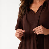 Monaco Linen Tier Dress | Chocolate-2