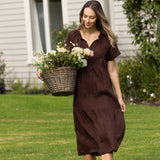 Monaco Linen Tier Dress | Chocolate-3