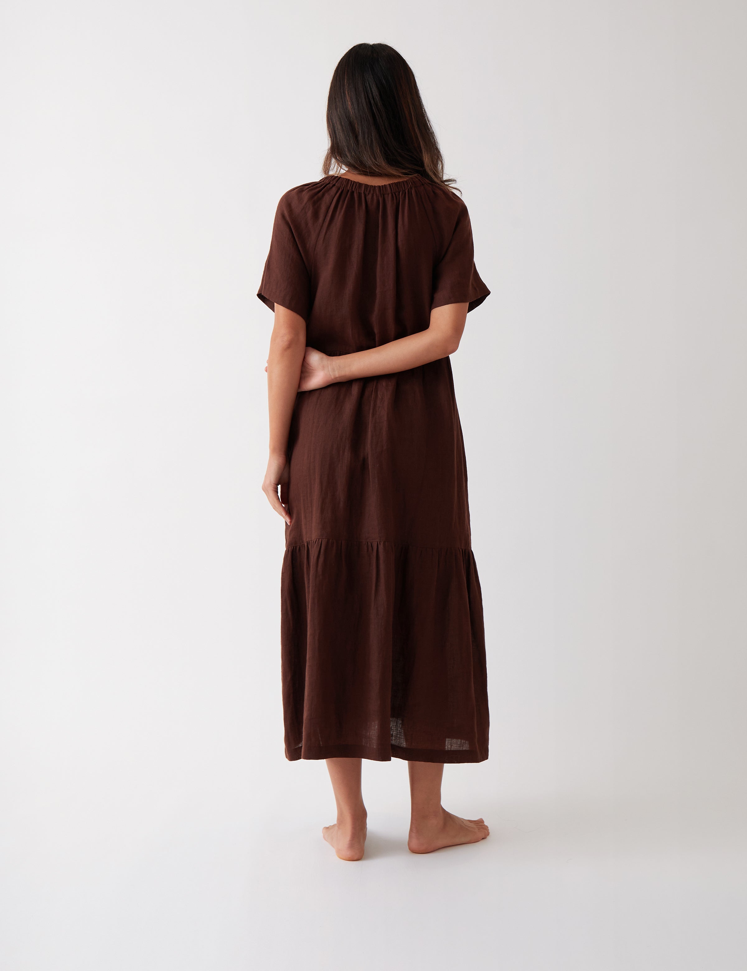 Monaco Linen Tier Dress | Chocolate-4