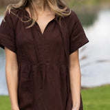 Monaco Linen Tier Dress | Chocolate-5