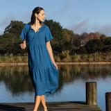 Monaco Linen Tier Dress | Ocean-3