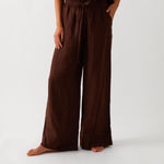 Monaco Linen Wide Leg Pants | Chocolate-1