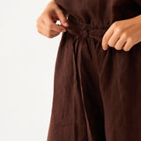 Monaco Linen Wide Leg Pants | Chocolate-2