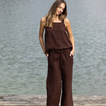 Monaco Linen Wide Leg Pants | Chocolate-3