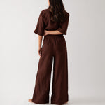 Monaco Linen Wide Leg Pants | Chocolate-4