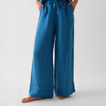 Monaco Linen Wide Leg Pants | Ocean-1