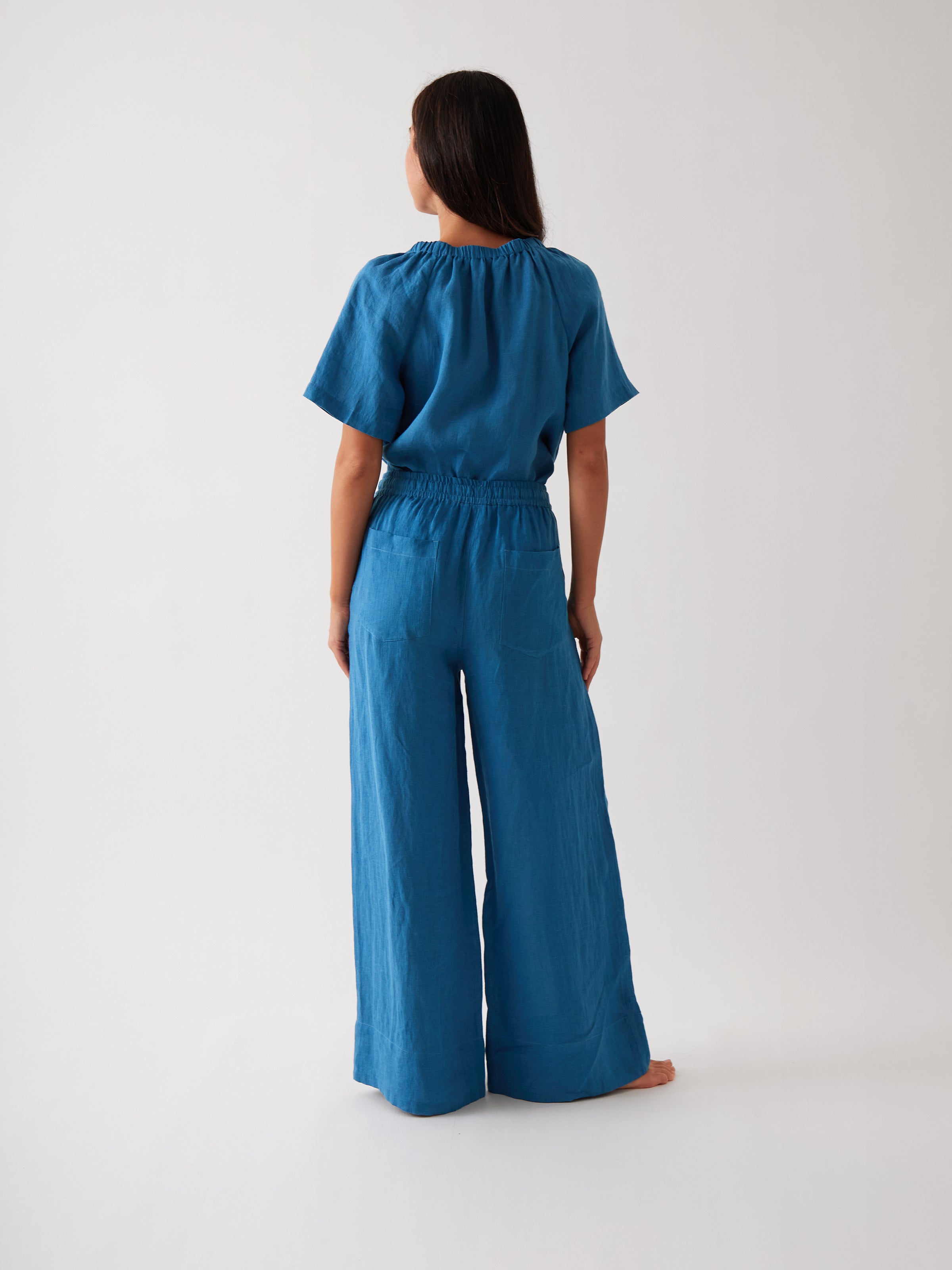 Monaco Linen Wide Leg Pants | Ocean-4
