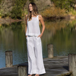 Monaco Linen Wide Leg Pants | White-3