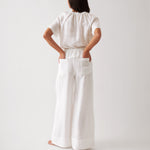 Monaco Linen Wide Leg Pants | White-4