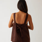 Monaco Linen Wide Strap Top | Chocolate-4