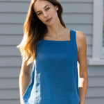 Monaco Linen Wide Strap Top | Ocean-3