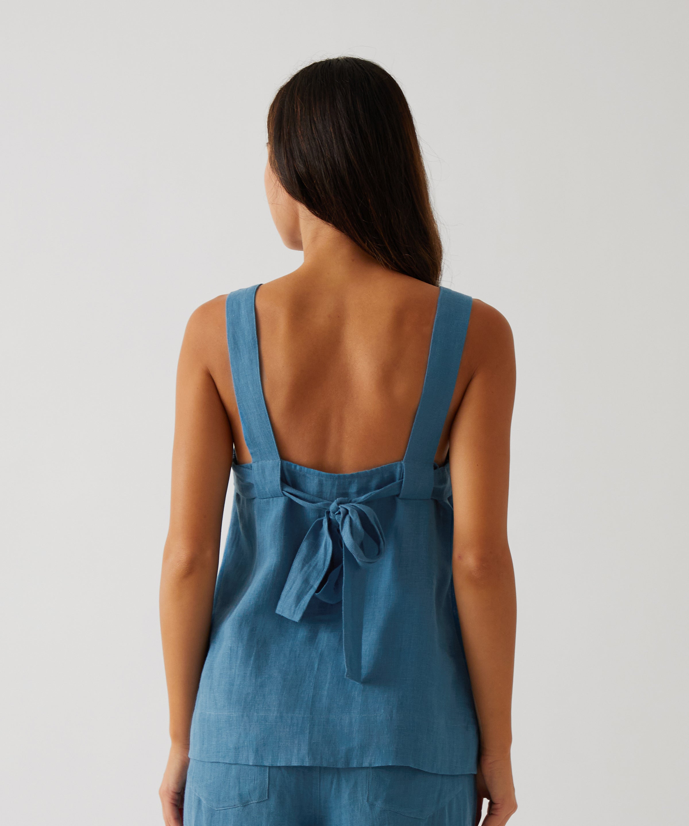 Monaco Linen Wide Strap Top | Ocean-4