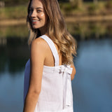 Monaco Linen Wide Strap Top | White-5