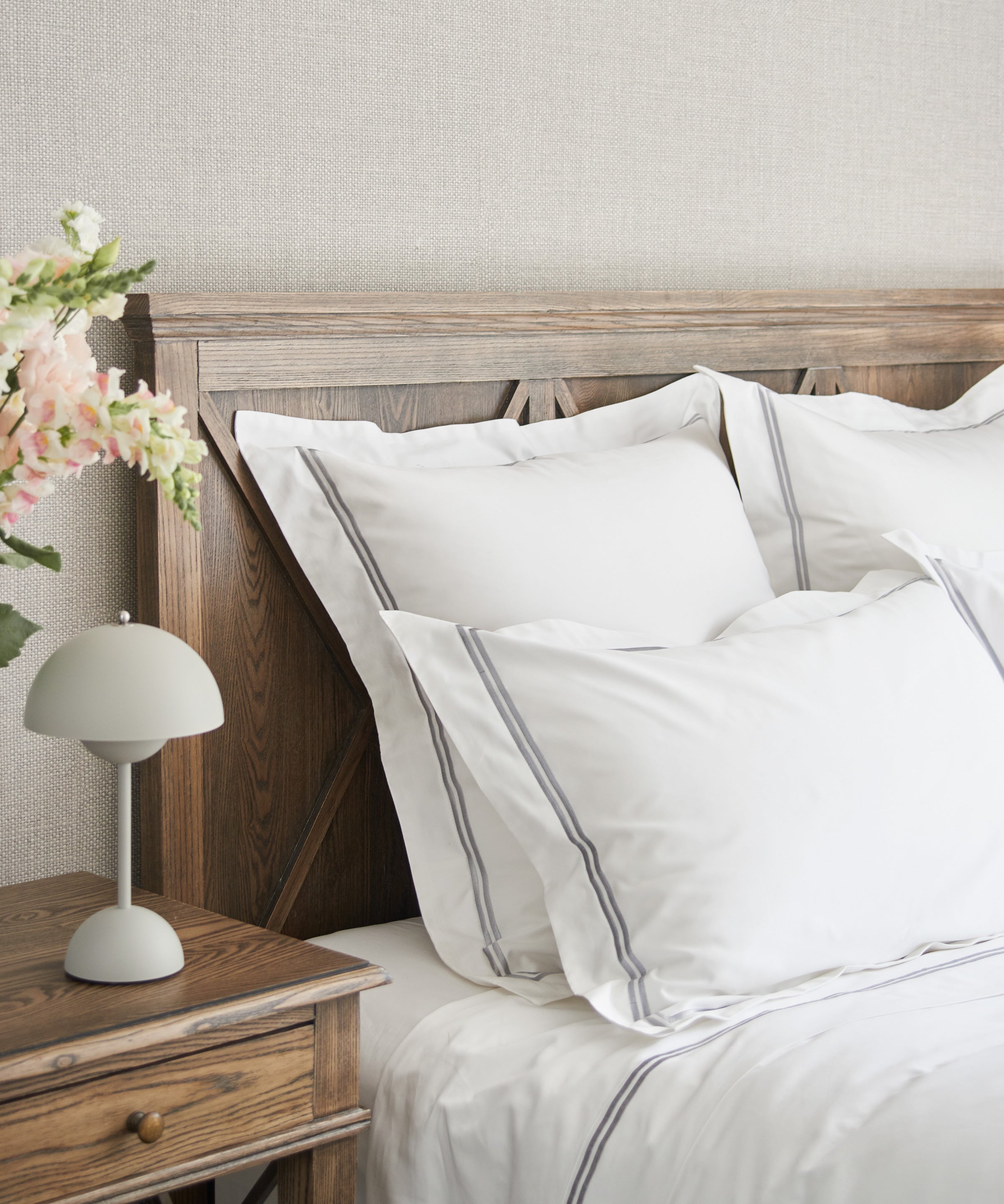 Monarch Oxford Pillowcase Set | Grey White-2