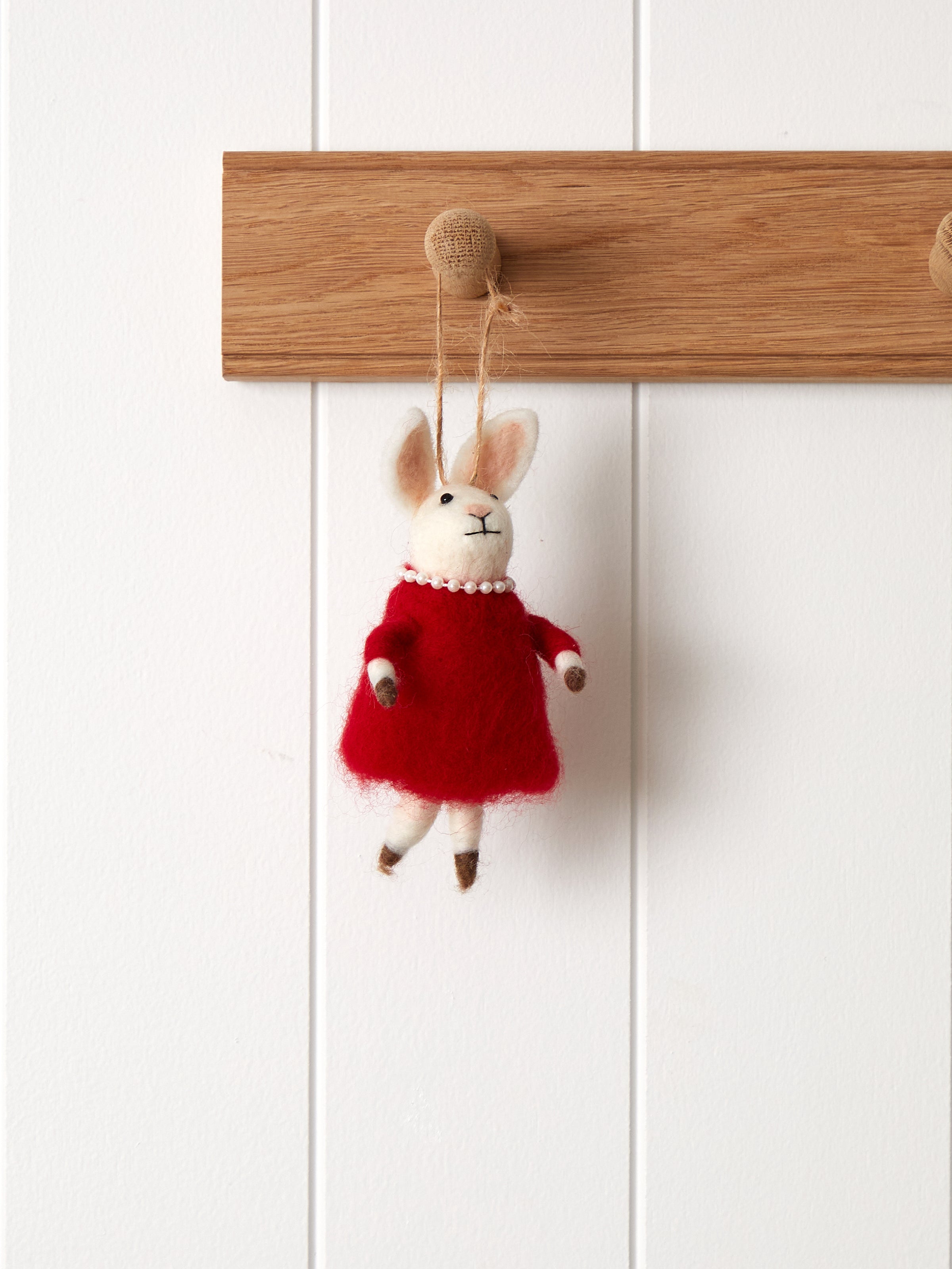 Mrs Rabbit Wool Decoration | Red-1