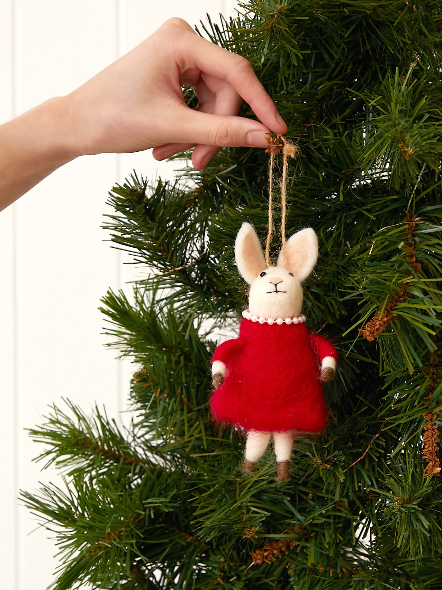 Mrs Rabbit Wool Decoration | Red-2