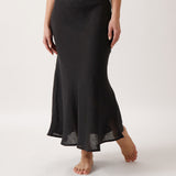 Mykonos Linen Bias Skirt | Black-1
