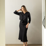 Mykonos Linen Bias Skirt | Black-3