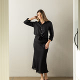 Mykonos Linen Bias Skirt | Black-3