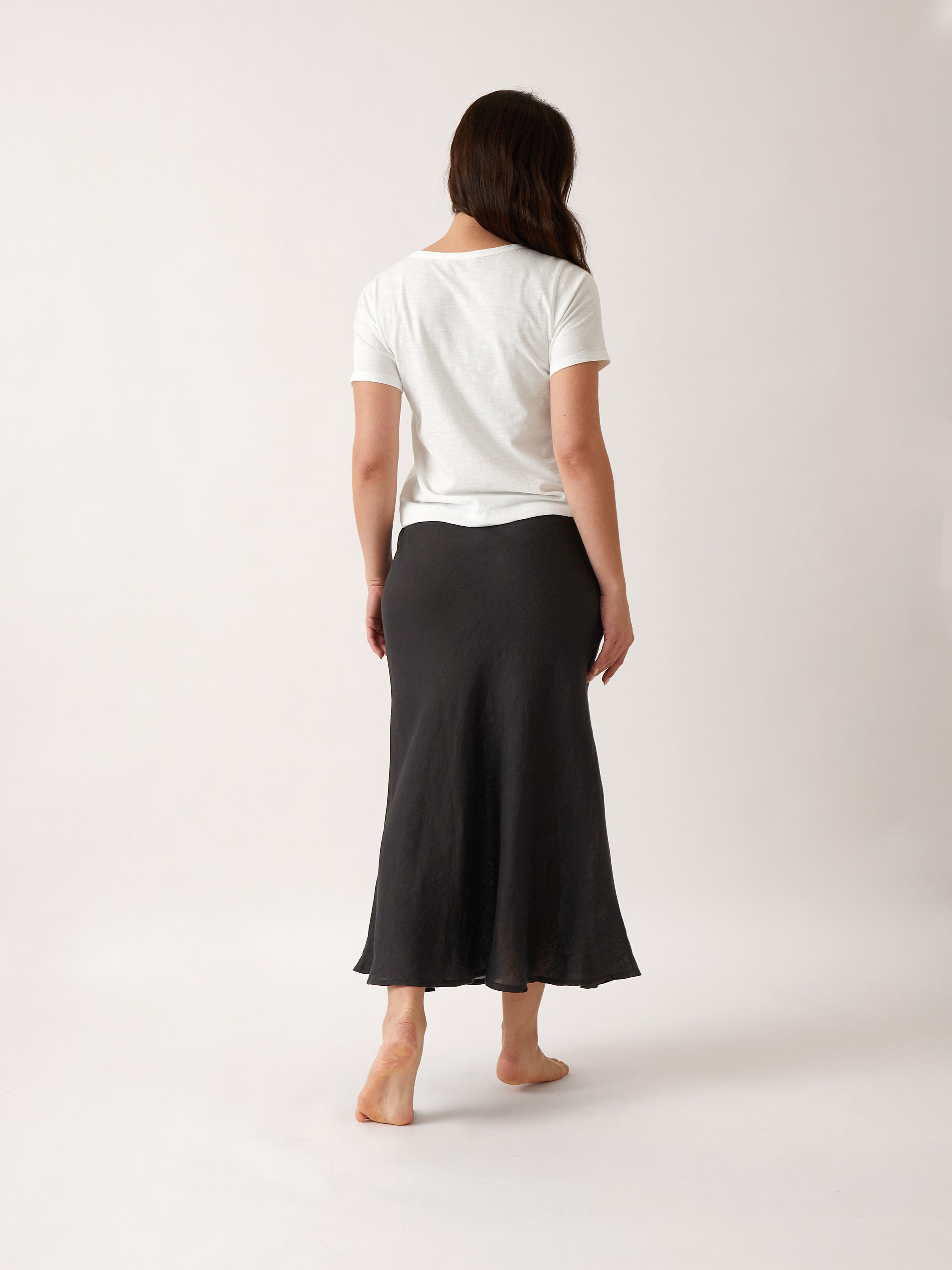 Mykonos Linen Bias Skirt | Black-4