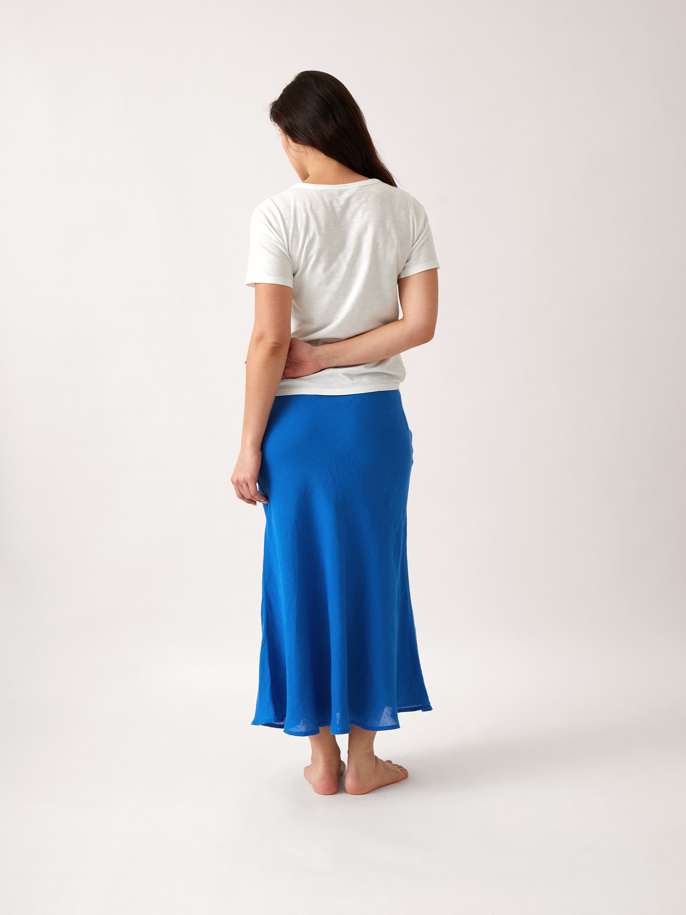 Mykonos Linen Bias Skirt | Topaz-4