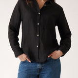 Mykonos Linen Long Sleeve Shirt | Black-1
