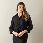 Mykonos Linen Long Sleeve Shirt | Black-3
