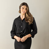 Mykonos Linen Long Sleeve Shirt | Black-3