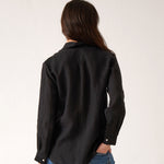 Mykonos Linen Long Sleeve Shirt | Black-4