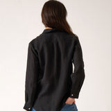 Mykonos Linen Long Sleeve Shirt | Black-4