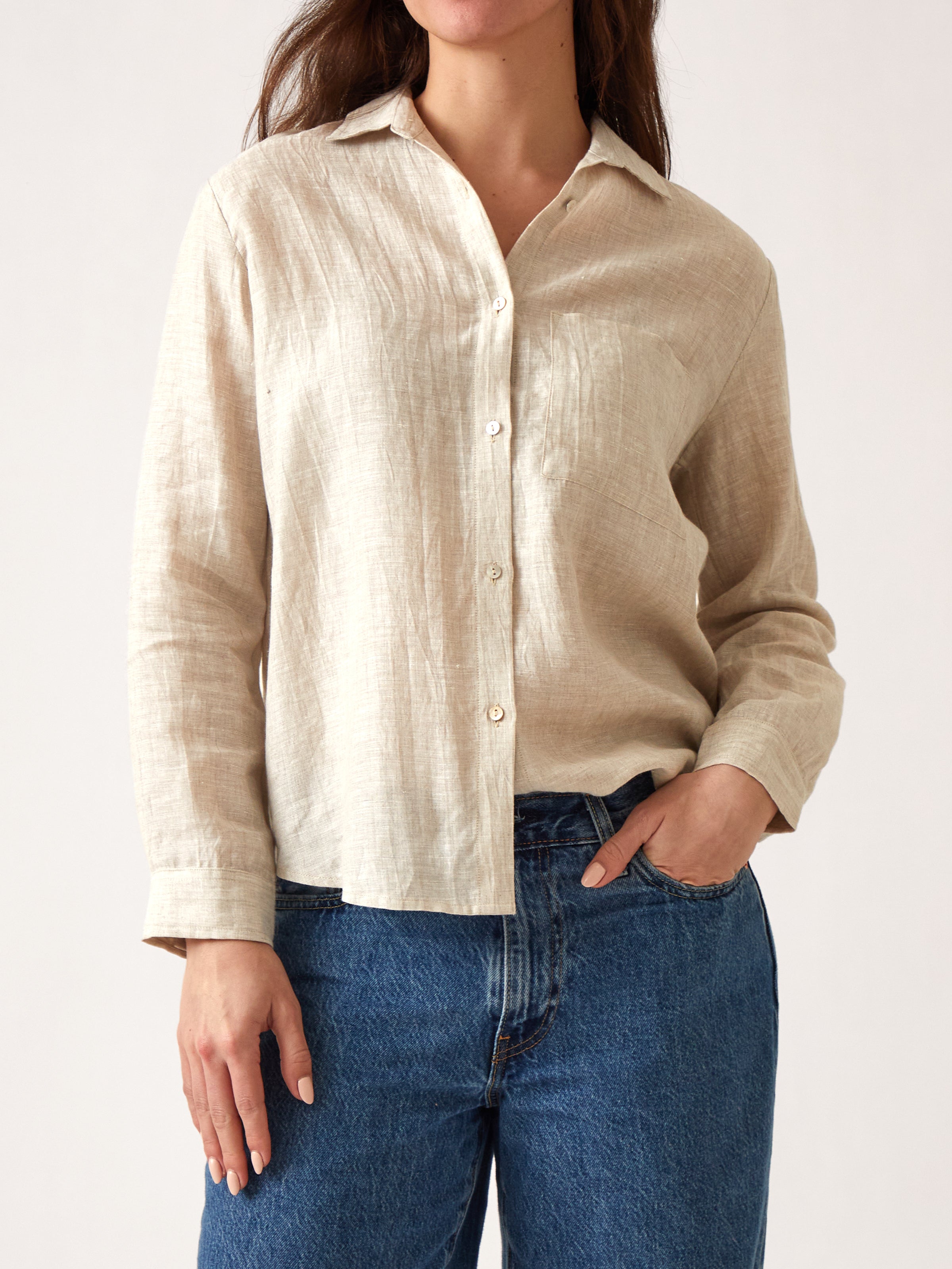 Mykonos Linen Long Sleeve Shirt | Natural-1