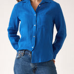 Mykonos Linen Long Sleeve Shirt | Topaz-1