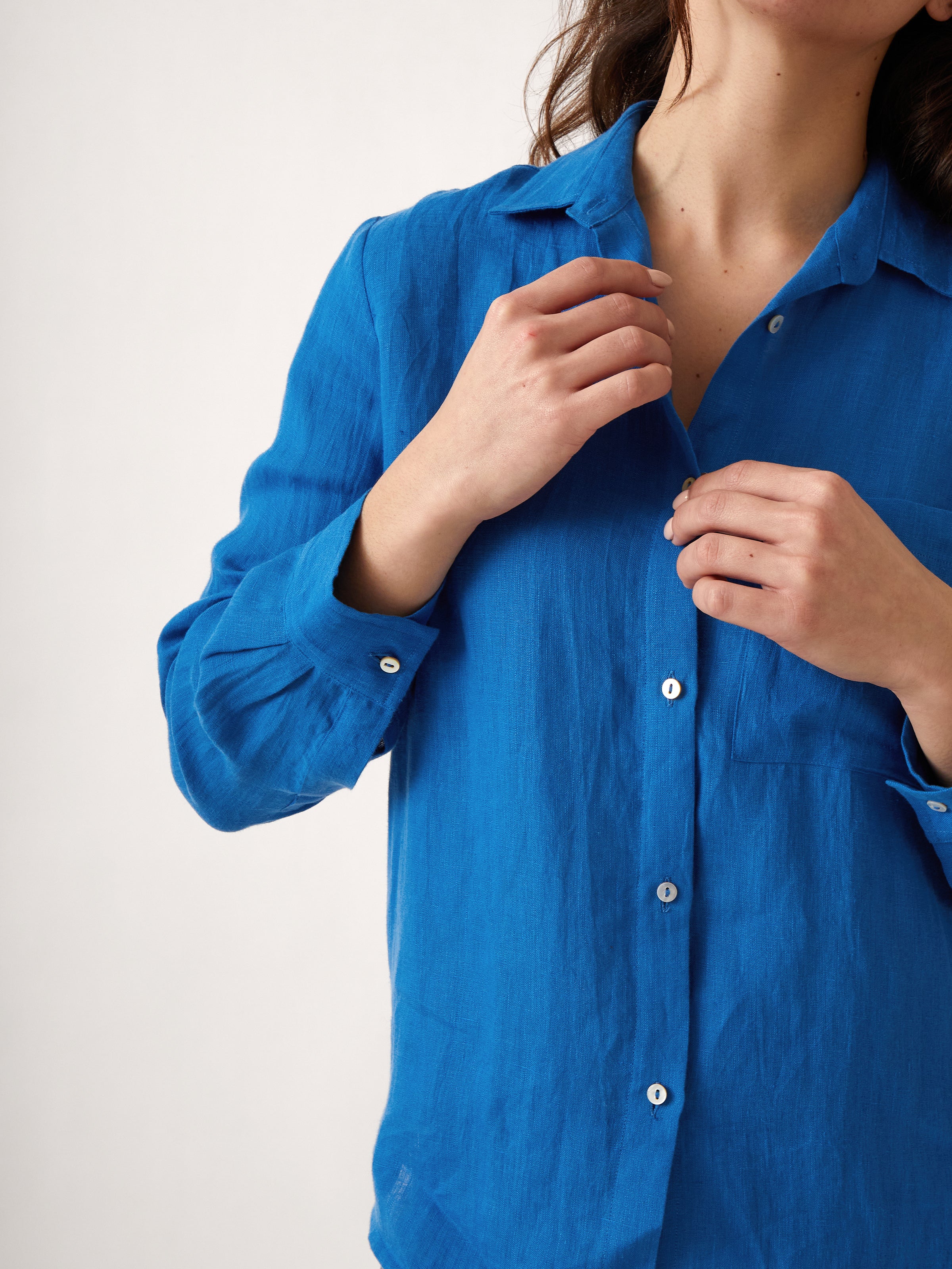 Mykonos Linen Long Sleeve Shirt | Topaz-2
