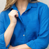 Mykonos Linen Long Sleeve Shirt | Topaz-5