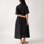 Mykonos Linen Pintuck Shirt Dress | Black-4