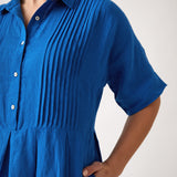 Mykonos Linen Pintuck Shirt Dress | Topaz-2