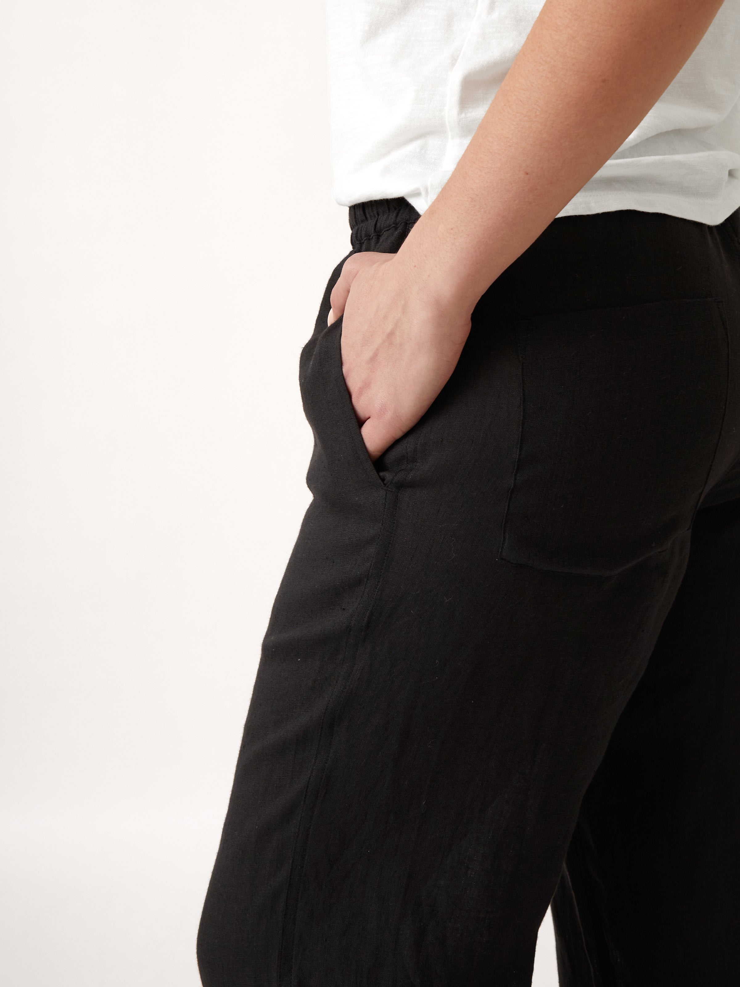 Mykonos Linen Straight Leg Pants | Black-2