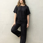 Mykonos Linen Straight Leg Pants | Black-3