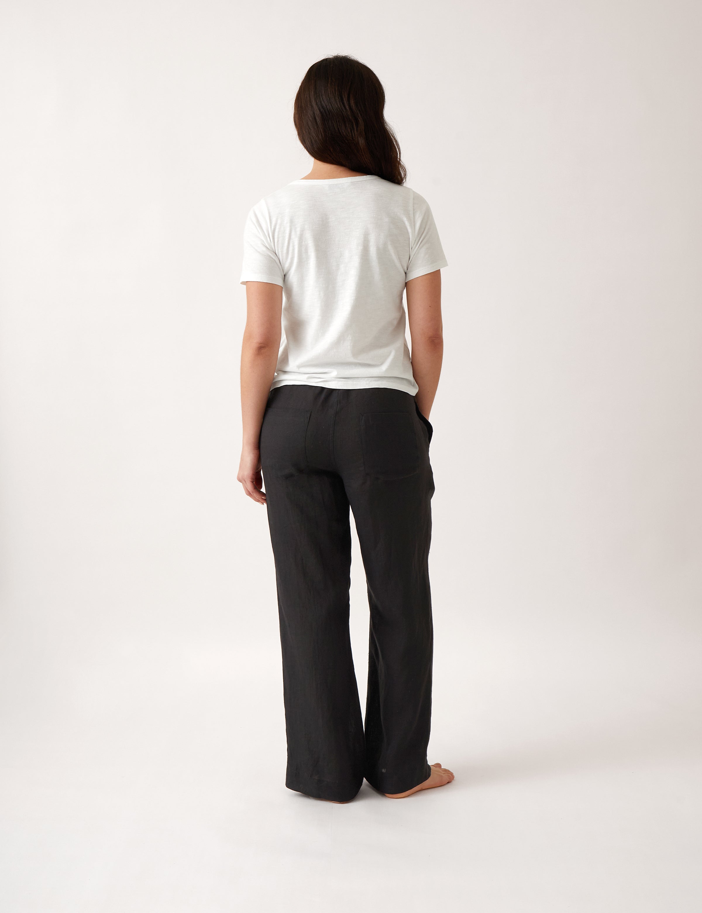 Mykonos Linen Straight Leg Pants | Black-4