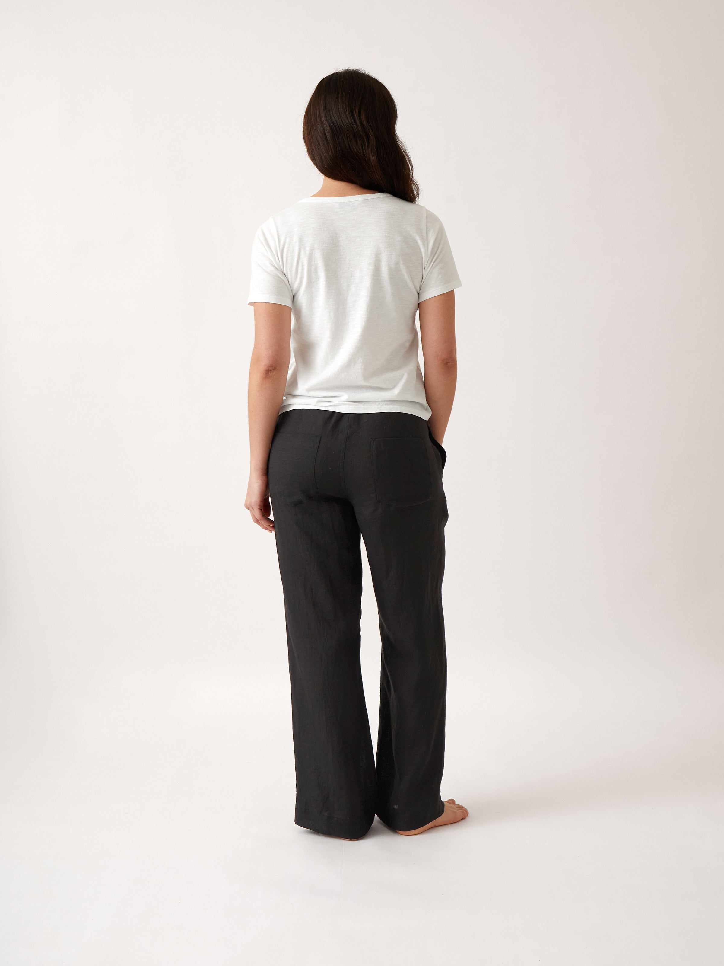 Mykonos Linen Straight Leg Pants | Black-4