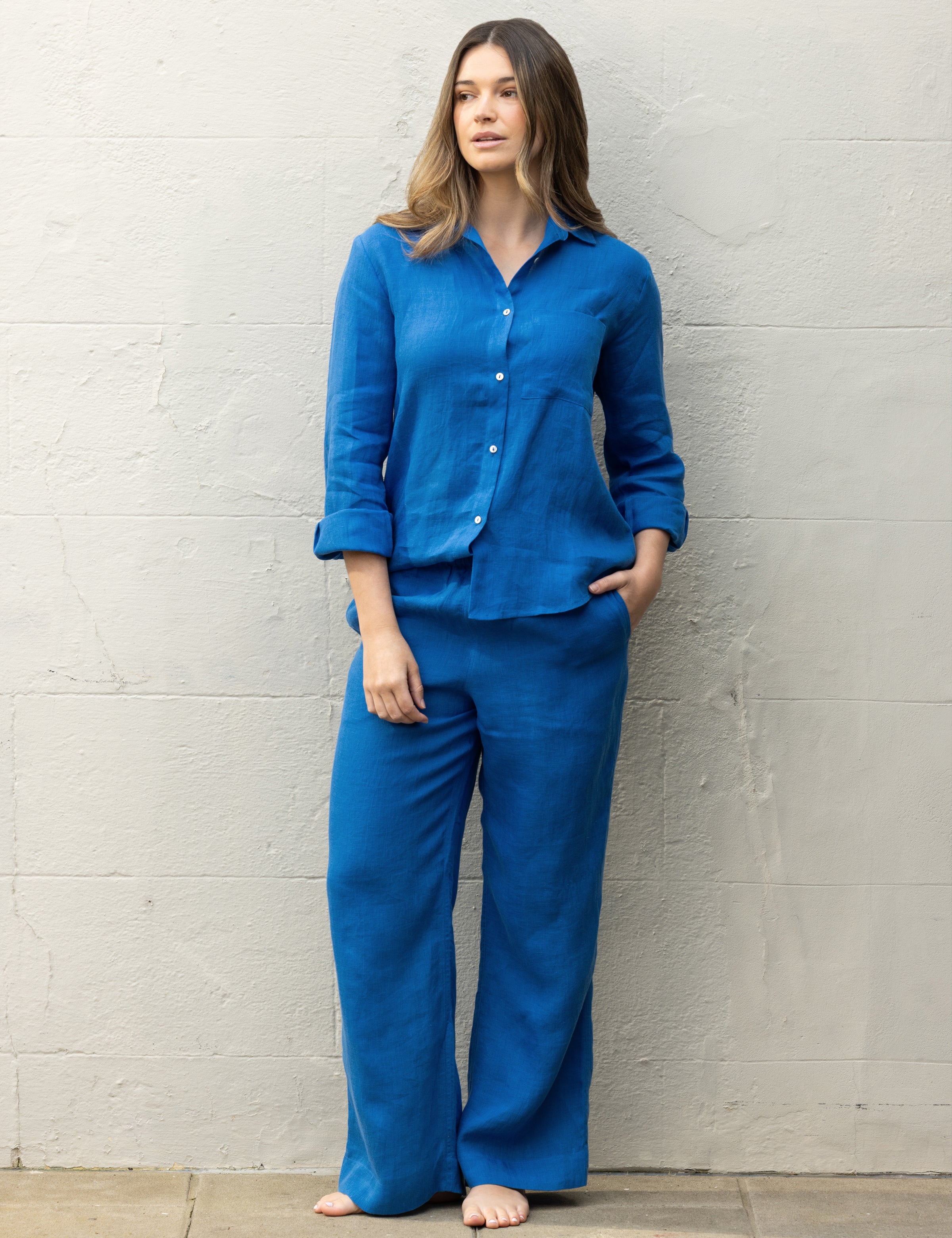 Mykonos Linen Straight Leg Pants | Topaz-3