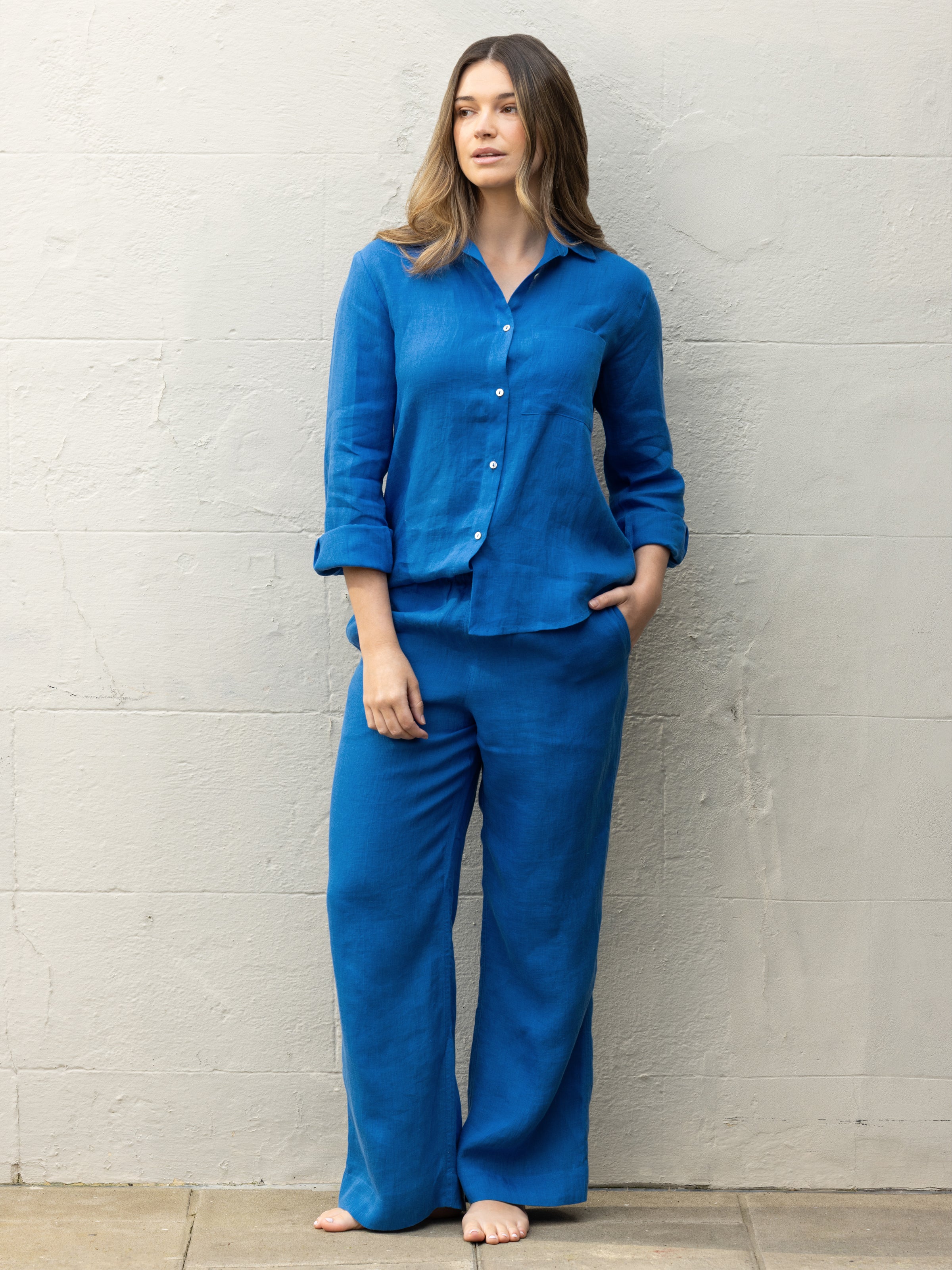 Mykonos Linen Straight Leg Pants | Topaz-3