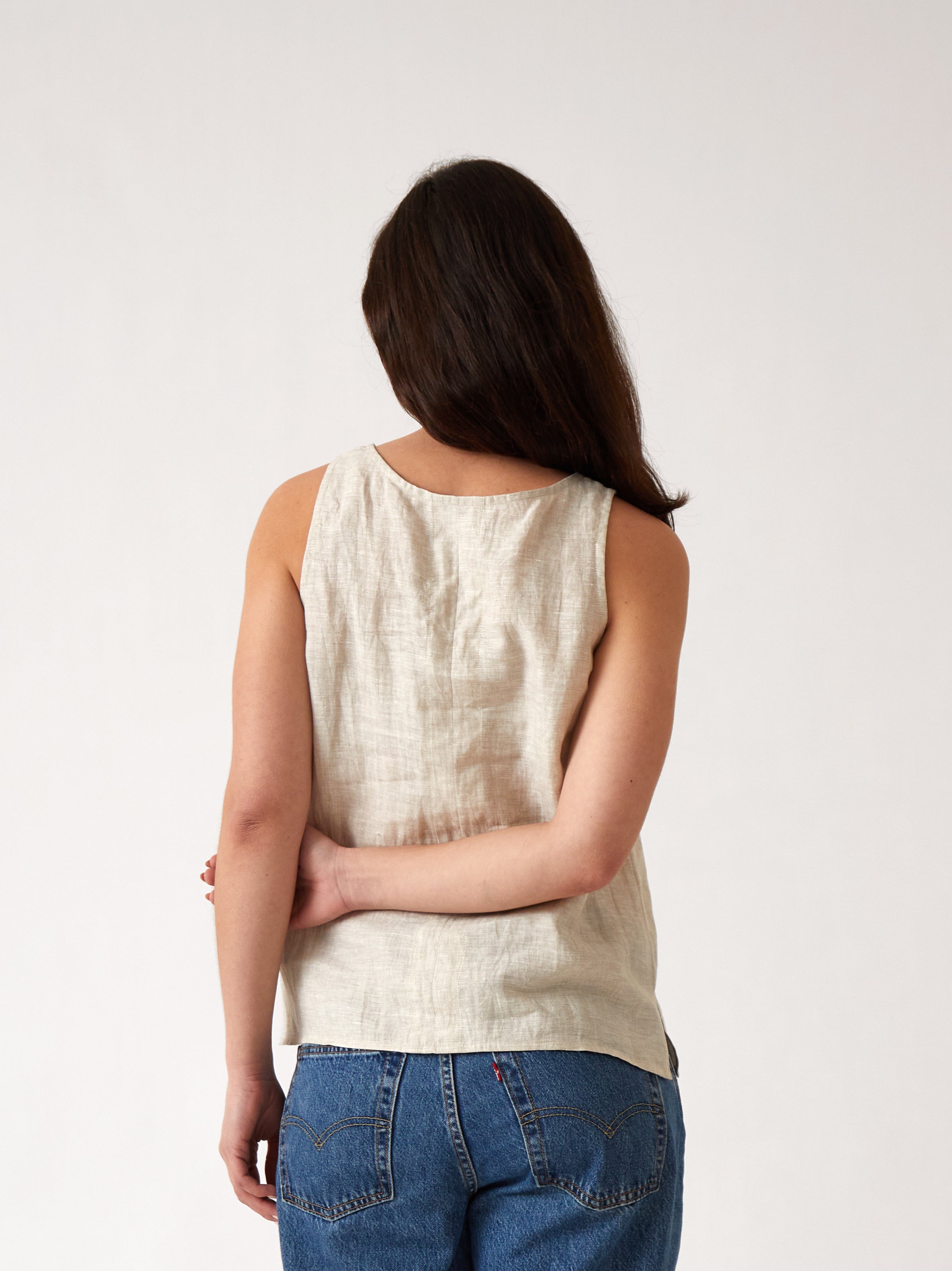 Mykonos Linen Tunic Singlet | Natural-4