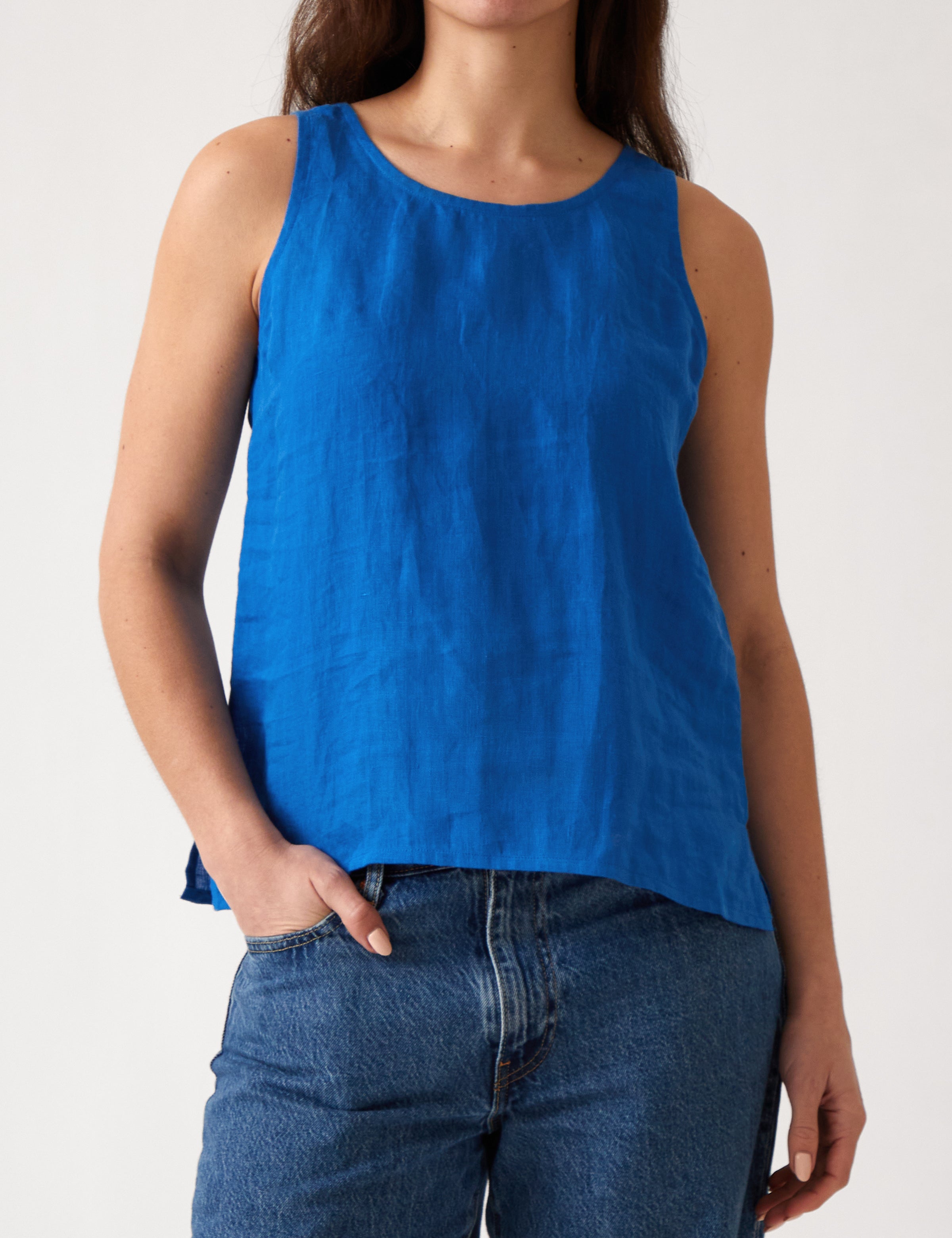 Mykonos Linen Tunic Singlet | Topaz-1