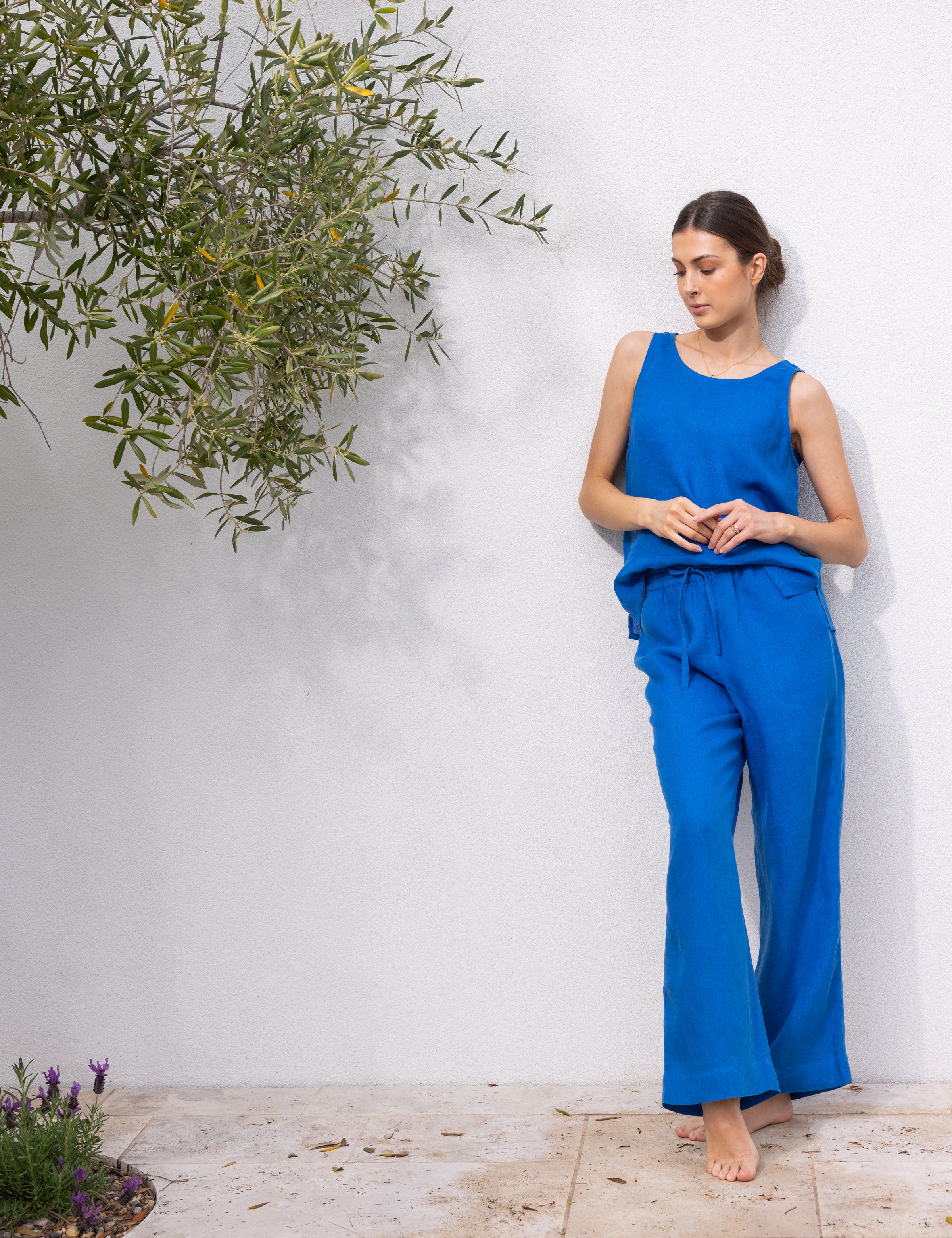 Mykonos Linen Tunic Singlet | Topaz-5