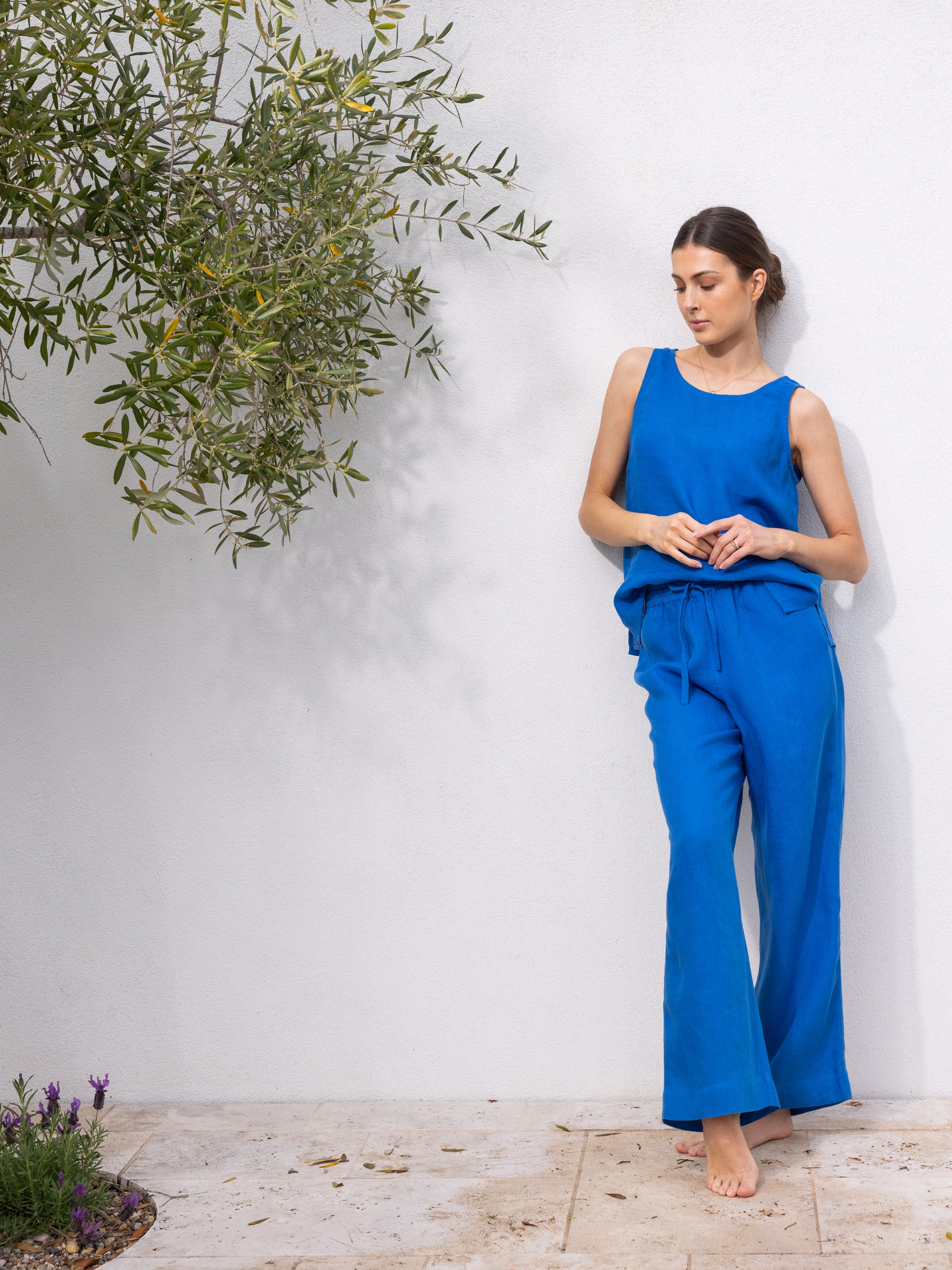 Mykonos Linen Tunic Singlet | Topaz-5