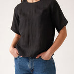 Mykonos Linen Tunic Top | Black-1
