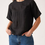 Mykonos Linen Tunic Top | Black-1
